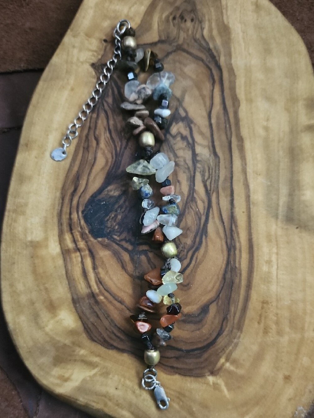 (Set Of 2) Handmade Multistone Beaded Chip Bracelets - Earth Tones - Picture 2 of 6